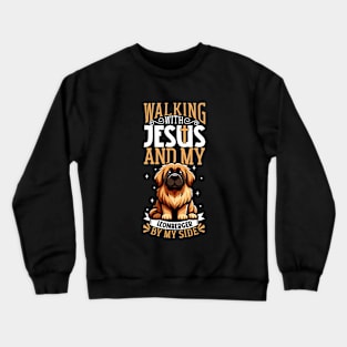 Jesus and dog - Leonberger Crewneck Sweatshirt